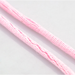Pearl Pink Macrame Rattail Chinese Knot Making Cords Round Nylon Braided String Threads, Satin Cord, Pearl Pink, 2mm, about 10.93 yards(10m)/roll