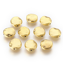 Antique Golden Tibetan Style Alloy Beads, Cadmium Free & Lead Free, Wavy Flat Round, Antique Golden, 12x12x4mm, Hole: 1mm