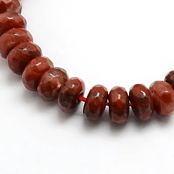 Red Jasper Faceted Natural Red Jasper Rondelle Bead Strands, 4x2mm, Hole: 1mm, about 185~195pcs/strand, 14.9~15.6 inch