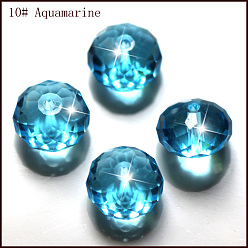 Deep Sky Blue Imitation Austrian Crystal Beads, Grade AAA, Faceted, Rondelle, Deep Sky Blue, 6x4mm, Hole: 0.7~0.9mm