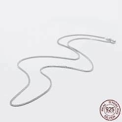Platinum Rhodium Plated 925 Sterling Silver Chain Necklaces, with Spring Ring Clasps, with 925 Stamp, Platinum, 20 inch(50cm)x0.25mm
