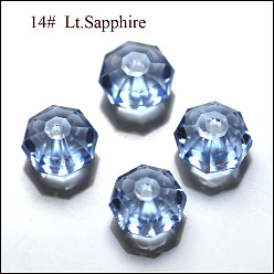 Bleu Bleuet Imitations de perles de cristal autrichien, grade de aaa, facette, octogone, bleuet, 6x4mm, Trou: 0.7~0.9mm