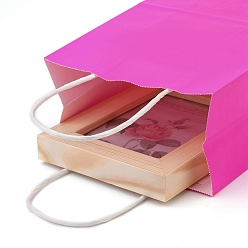 Фуксиновый Бумажные мешки, подарочные пакеты, сумки для покупок, с ручками, красно-фиолетовые, 15x8x21 см