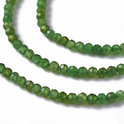 Diopside Natural Green Diopside Beads Strands, Round, Faceted, 2mm, Hole: 0.3mm, about 203pcs/strand, 15.75 inch (40cm)