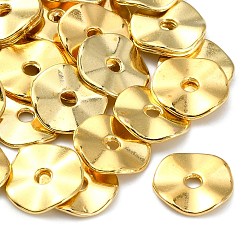 Golden Tibetan Style Alloy Wavy Spacer Beads, Flat Round, Golden, Lead Free & Cadmium Free, 10x1mm, Hole: 2mm