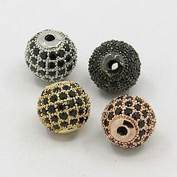 Mixed Color Brass Cubic Zirconia Beads, Round, Mixed Color, 10mm, Hole: 1.5mm