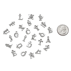 Платина Прелести сплава Rhinestone, алфавит, Письмо ~ Z, кристалл, платина, 12.5~13.5x5.5~12x2.5 мм, отверстия : 1.4 mm , 26 шт / комплект