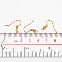 Doré  Crochets de boucles d'oreilles en fer, fil d'oreille, avec boucle horizontale, sans cadmium et sans nickel et sans plomb, or, 17~19x0.8mm, Trou: 2mm, Jauge 22, pin: 0.6 mm