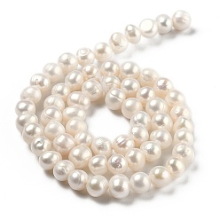 Bisque Natural Cultured Freshwater Pearl Beads Strands, Potato, Bisque, 6~6.5x5~7mm, Hole: 0.6mm, about 61pcs/strand, 13.58 inch(34.5cm)