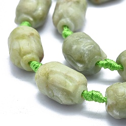 Xiuyan Jade Naturelles perles de jade Xiuyan brins, colonne, 18~20x13.5~14x13~14mm, Trou: 2.5mm, Environ 16~18 pcs/chapelet, 16.9 pouces ~ 17.1 pouces (43~43.5 cm)