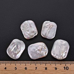 Seashell Color Natural Keshi Pearl Beads, Cultured Freshwater Pearl, No Hole/Undrilled, Rectangle, Seashell Color, 18~21x15~16x4~7mm