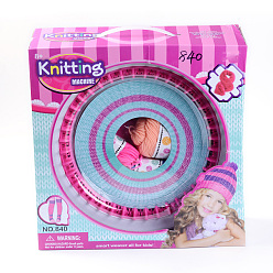 Deep Pink DIY Spool Knitting Loom Sets: Spool Knitting Loom, Plastic Needles, Crochet Hook Needles and Yarns, including Instruction, Deep Pink, 32x32x12.5cm