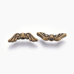 Antique Bronze Tibetan Style Alloy Beads, Cadmium Free & Nickel Free & Lead Free, Wing, Antique Bronze, 16x5x3mm, Hole: 1.5mm