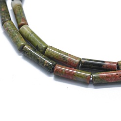Unakite Natural Unakite Beads Strands, Column, 11~15x3.5~4.5mm, Hole: 1~1.2mm, about 28~30pcs/strand, 15.1~15.9 inch(38.5~40.5cm)