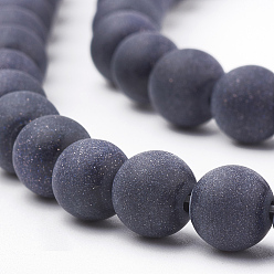 Blue Goldstone Synthetic Blue Goldstone Beads Strands, Frosted, Round, 10mm, Hole: 1.2mm, about 37~40pcs/strand, 14.9~15.1 inch(38~38.5cm)