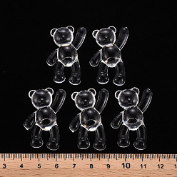Clear Transparent Acrylic Beads, Bear, Clear, 37x28x13mm, Hole: 2.5mm, about 133pcs/500g