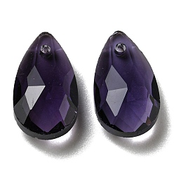 Indigo Faceted Teardrop Glass Pendants, Indigo, 16x9x6mm, Hole: 1mm