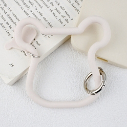 Antique White Silicone Cattle Head Loop Phone Lanyard, Wrist Lanyard Strap with Plastic & Alloy Keychain Holder, Antique White, 12.5x9.2x0.7cm