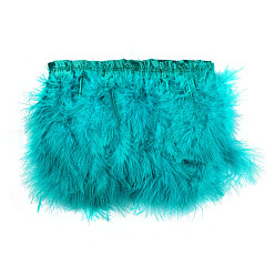 Turquoise Moyen Garniture de franges de plumes de dinde, accessoires de costumes, teint, turquoise moyen, 120~180 mm, environ 2 m / sac