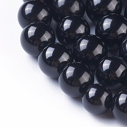 Шпинель Натуральные черные шпинельные пряди, круглые, 6 мм, отверстие : 1 мм, около 61~65 шт / нитка, 15.6 дюйм (39.5 см)