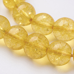 Citrine Synthetic Citrine Beads Strands, Round, Dyed & Heated, 10mm, Hole: 1mm, about 39pcs/strand, 15.5 inch