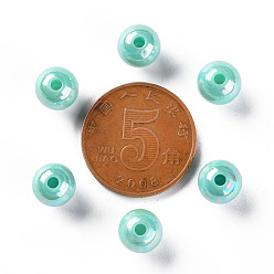 Pale Turquoise Opaque Acrylic Beads, AB Color Plated, Round, Pale Turquoise, 8x7mm, Hole: 2mm, about 1745pcs/500g