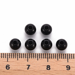 Noir Perles acryliques opaques, ronde, noir, 6x5mm, Trou: 1.8mm, environ4400 pcs / 500 g