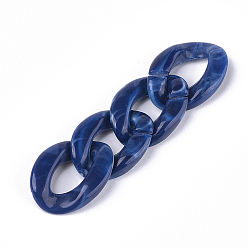 Темно-Синий Акриловые связей кольца, разъемы для быстрой связи, для изготовления бордюрных цепей, Стиль имитация драгоценных камней, твист, темно-синий, 29x21x6.5 мм, Отверстие : 17x8 мм , около 315 шт / 500 г