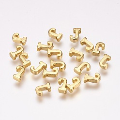 Letter J Brass Charms, Real 18K Gold Plated, Letter.J, 6x3x2mm, Hole: 1mm