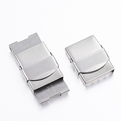 Stainless Steel Color Rectangle 201 Stainless Steel Watch Band Clasps, Stainless Steel Color, 25x22x7mm, Hole: 3x18mm