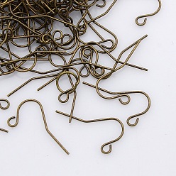 Antique Bronze Iron Ear Wire Earring Hooks, with Horizontal Loop, Nickel Free, Antique Bronze, 12x17mm