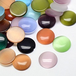 Mixed Color Cat Eye Cabochons, Half Round, Mixed Color, 10x2~3mm