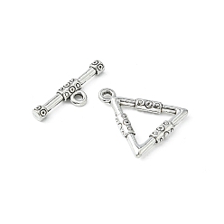 Antique Silver Tibetan Style Alloy Toggle Clasps, Triangle, Lead Free and Cadmium Free, Antique Silver, 23x21.5x3mm, Hole: 2mm
