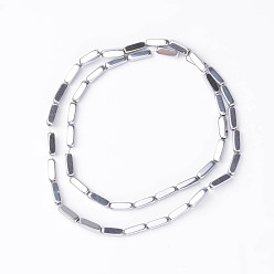 Platinum Plated Cuboid Non-Magnetic Synthetic Hematite Beads Strands, Platinum Plated, 9x3x3mm, Hole: 1mm, about 45pcs/strand, 15.7 inch