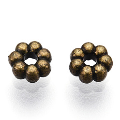 Antique Bronze Tibetan Style Alloy Daisy Spacer Beads, Flower, Cadmium Free & Nickel Free & Lead Free, Antique Bronze, 4.5x1.5mm, Hole: 1mm, about 6876~6962pcs/1000g