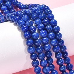 Blue Natural Mashan Jade Round Beads Strands, Dyed, Blue, 6mm, Hole: 1mm, about 69pcs/strand, 15.7 inch