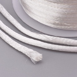 White Nylon Cord, Satin Rattail Cord, for Beading Jewelry Making, Chinese Knotting, White, 1mm, about 32.8 yards(30m)/roll