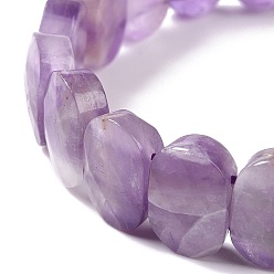 Amethyst Natural Amethyst Oval Beaded Stretch Bracelet, Gemstone Jewelry for Women, Inner Diameter: 2-1/8 inch(5.4~5.5cm)