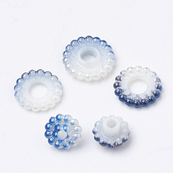 Royal Blue Imitation Pearl Acrylic Beads, Berry Beads, Combined Beads, Rainbow Gradient Mermaid Pearl Beads, Round, Royal Blue, 12mm, Hole: 1mm, about 200pcs/bag