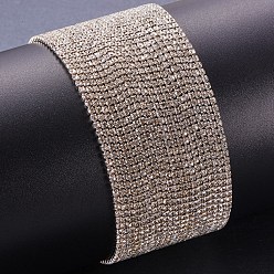 Crystal Brass Rhinestone Strass Chains, Rhinestone Cup Chains, with Spool, Silver Color Plated, Crystal, 2mm, about 10yards/roll