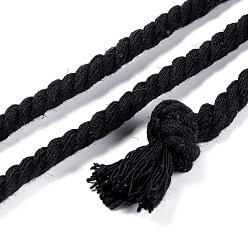 Black Cotton Thread Cords, 3-Ply, For Jewelry Making, Black, 5~5.8mm, 109.4 yard(100m)/bundle