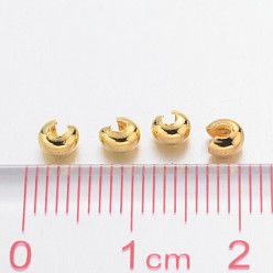 Golden Iron Crimp Beads Covers, Cadmium Free & Nickel Free & Lead Free, Golden, 3mm In Diameter, Hole: 1.2~1.5mm