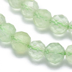 Prehnite Natural Prehnite Beads Strands, Faceted, Round, 4mm, Hole: 0.8mm, about 91pcs/strand, 15.7 inch(40cm)