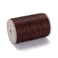 Brun De Noix De Coco Ficelle ronde en fil de polyester ciré, cordon micro macramé, cordon torsadé, pour la couture de cuir, brun coco, 0.3~0.4mm, environ 174.98 yards (160m)/rouleau