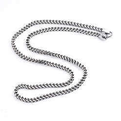 Antique Silver Men's 304 Stainless Steel Wheat Chain & Cuban Link Chain Necklaces, with Lobster Claw Clasps, Antique Silver, 30.12 inch(76.5cm), 5mm