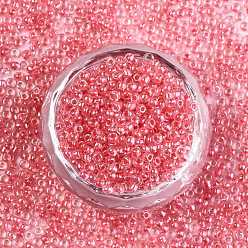 Light Coral 12/0 Glass Seed Beads, Transparent Inside Colours Luster, Round Hole, Round, Light Coral, 12/0, 2~2.5x1.5~2mm, Hole: 0.8mm, about 30000pcs/bag