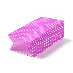 Magenta Rectangle Kraft Paper Bags, None Handles, Gift Bags, Polka Dot Pattern, Magenta, 13x8x24cm