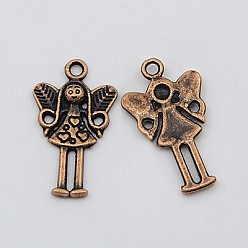 Red Copper Tibetan Style Alloy Fairy Pendants, Cadmium Free & Lead Free, Red Copper, 25x15x2mm