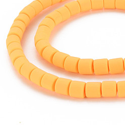 Orange Polymère main brins d'argile de perles, colonne, orange, 6.5x6mm, Trou: 1.2mm, Environ 61 pcs/chapelet, 15.75 pouce (40 cm)