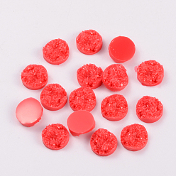 Crimson Druzy Resin Cabochons, Flat Round, Crimson, 12x5mm